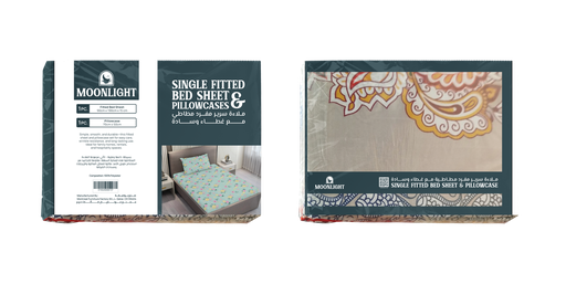 Fitted Bedsheet | Moonlight Single With Pillowcase (New Pack) ([MF-1001] Pattern)